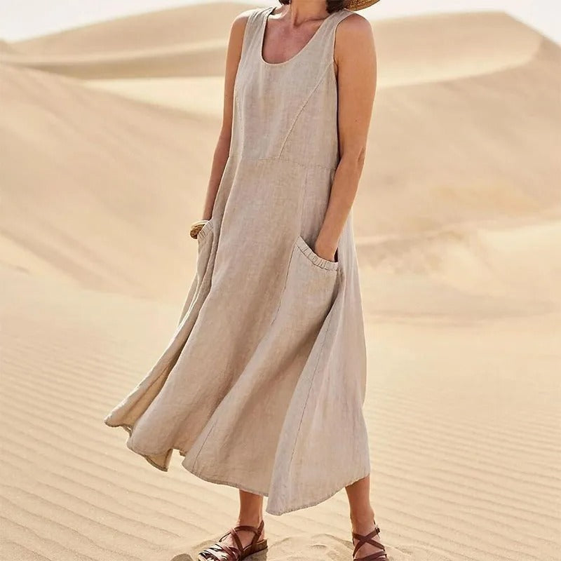 Leichtes, atmungsaktives Damen Sommerkleid, ärmellos & bequem. Das perfekte luftige Kleid für warme Tage.