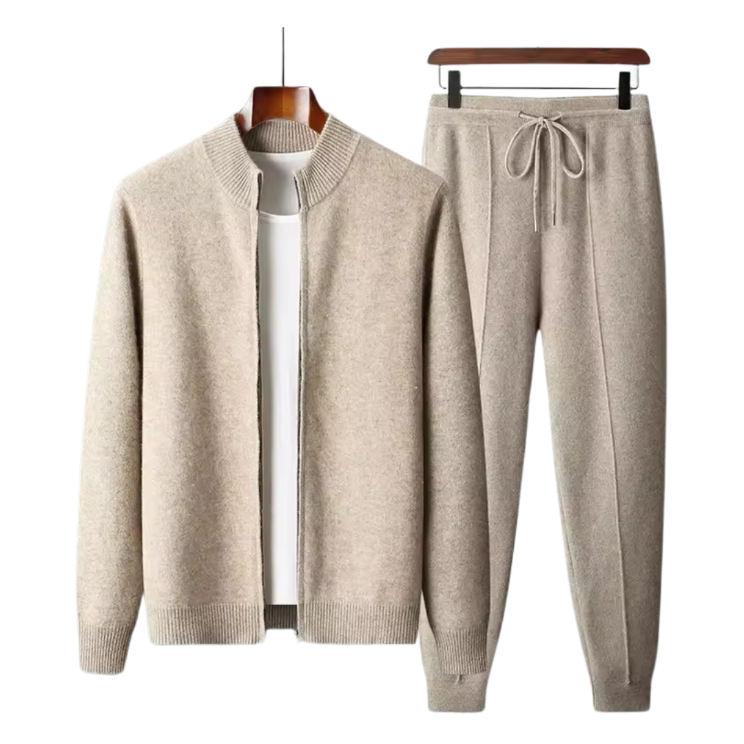 Luxuriöser Herren Trainingsanzug aus reiner Wolle für Komfort. Ideal für Freizeitmode, Herbst & Winter Loungewear.