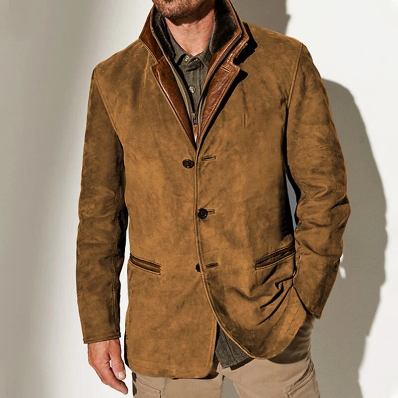 Detail der Vintage Herrenjacke Sylvester: hochwertige Textur, elegante Freizeitjacke mit zeitlosem Stil.