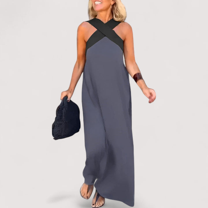 Komfortables, luftiges Damen Maxikleid mit Neckholder; perfekt als vielseitiges Freizeit- & Urlaubs-Sommerkleid.