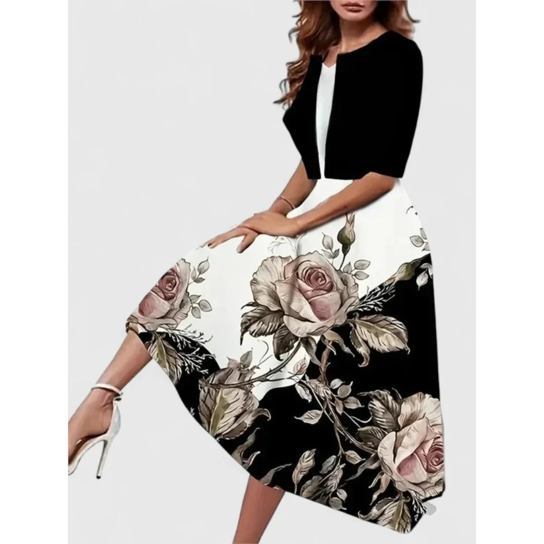 Elegantes Damen Boho Zweiteiler Set: knielanges Sommerkleid & kurzer Cardigan. Casual Chic für jeden Tag.