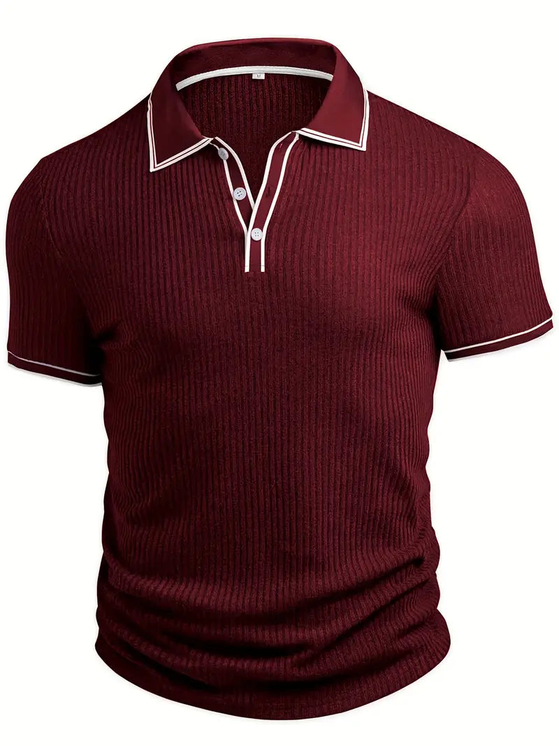 Stilvolles Rotes Herren Kurzarm-Polohemd, ideal für elegante Freizeit-Looks.