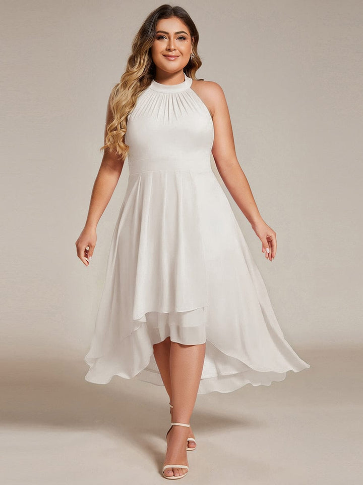 Komfortables A-Linie Halterneck Midikleid für Damen, festlich, fließend, den ganzen Abend.