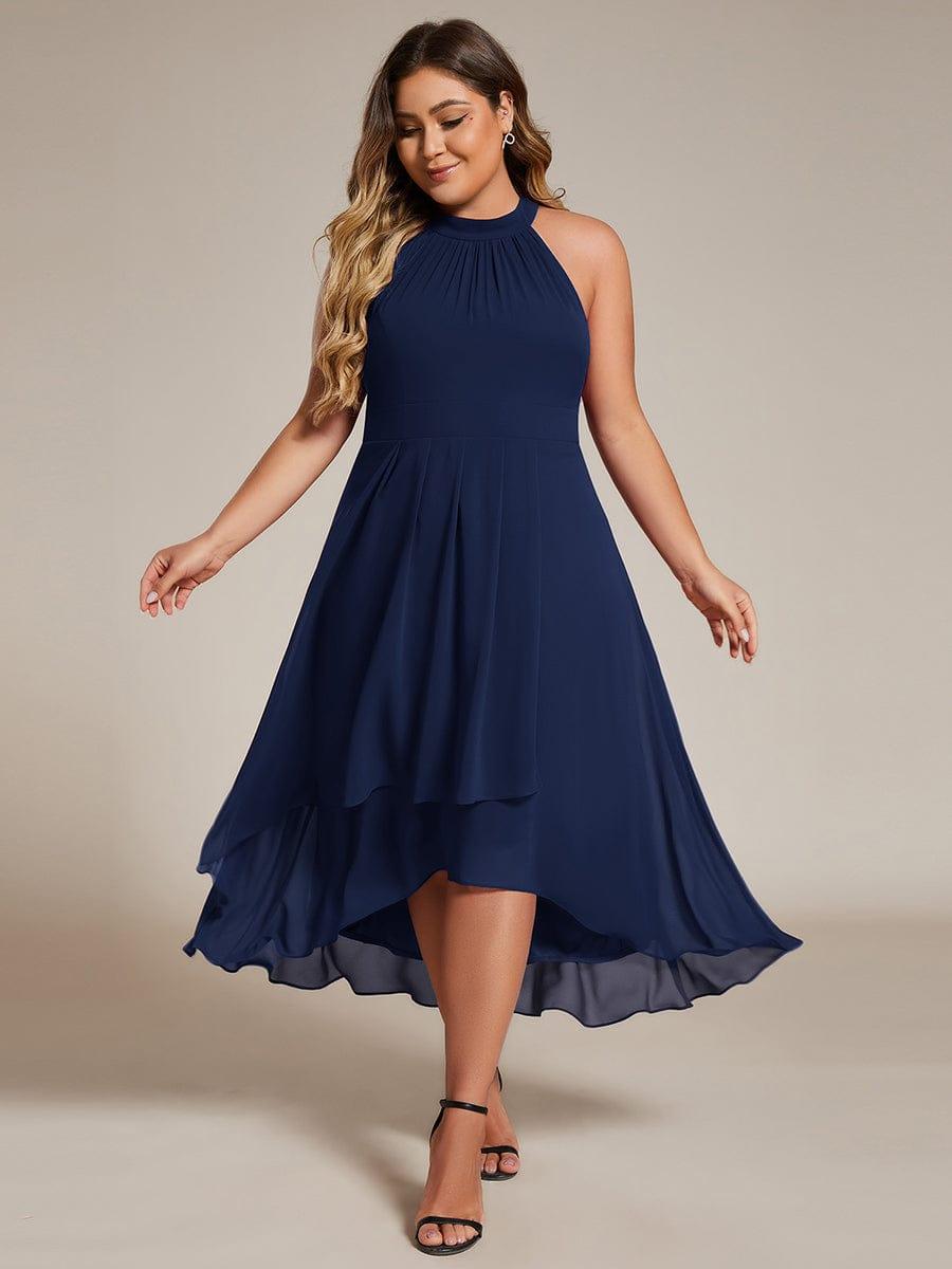 Wunderschönes A-Linie Midikleid Damen, Halterneck, fließend & elegant für besondere Feiern.