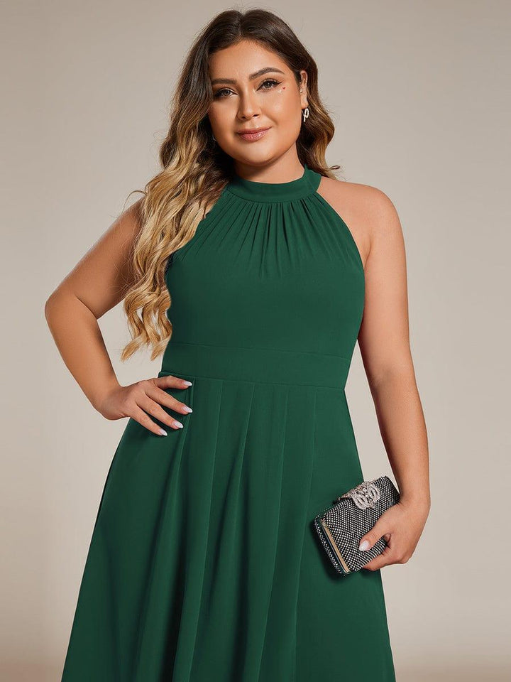 Komfortables & schickes Damen Halterneck Midikleid, A-Linie, perfekt als Hochzeitsgast.