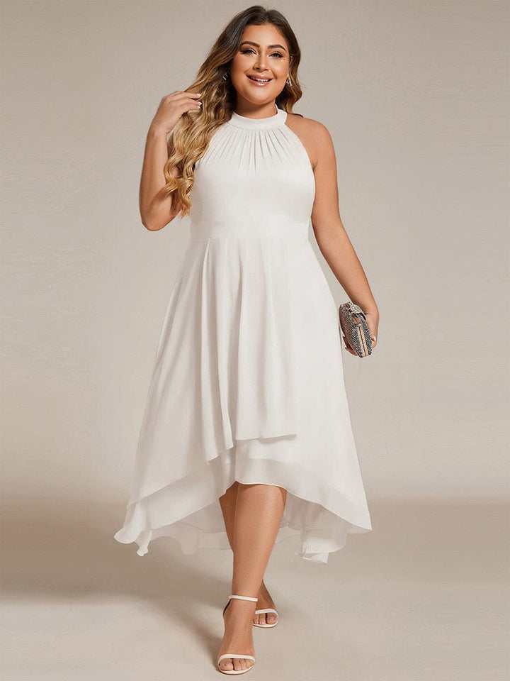 Elegantes A-Linie Halterneck Midikleid für Damen, festlich, perfekt für Hochzeitsfeiern.