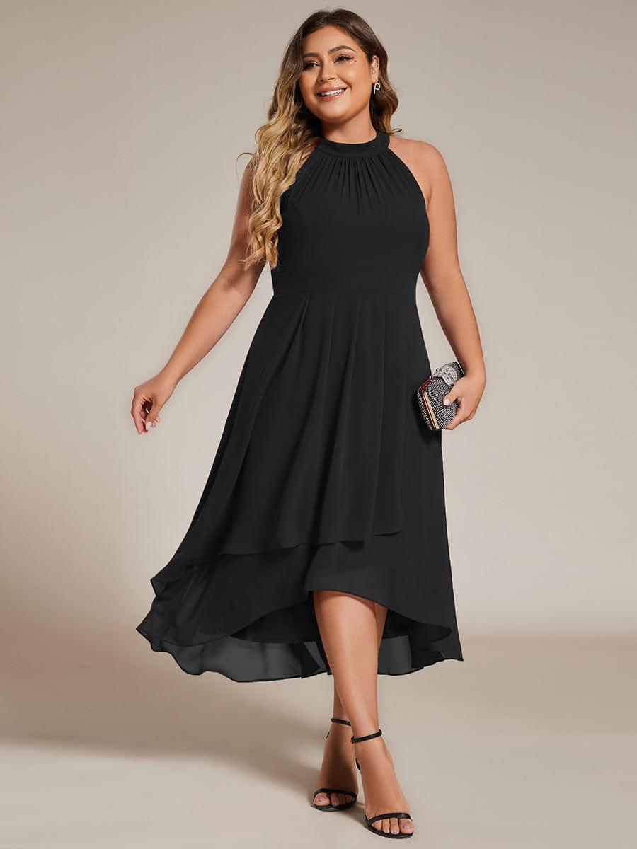 Festliches Halterneck Midikleid in A-Linie für Damen, ideal für Hochzeiten & Gala.