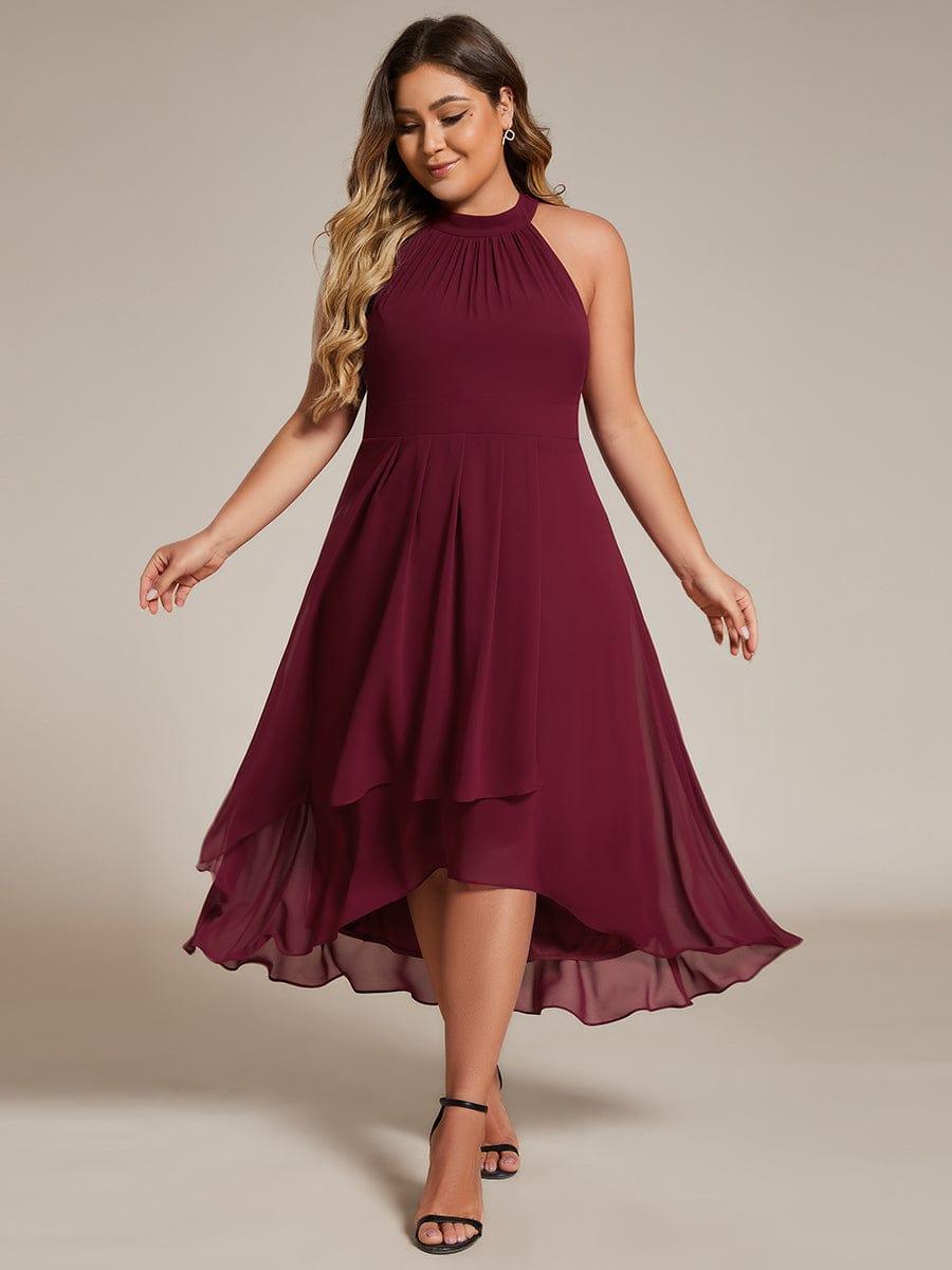Festliches Sommerkleid Damen, A-Linie Midilänge, Halterneck, fließend & elegant.