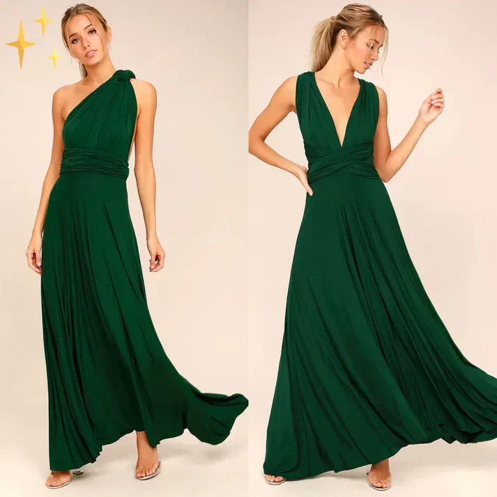 Wandelbares Damen Wickelkleid, vielseitiges Maxikleid für Sommer & Frühling. Elegant für Freizeit & Feste.
