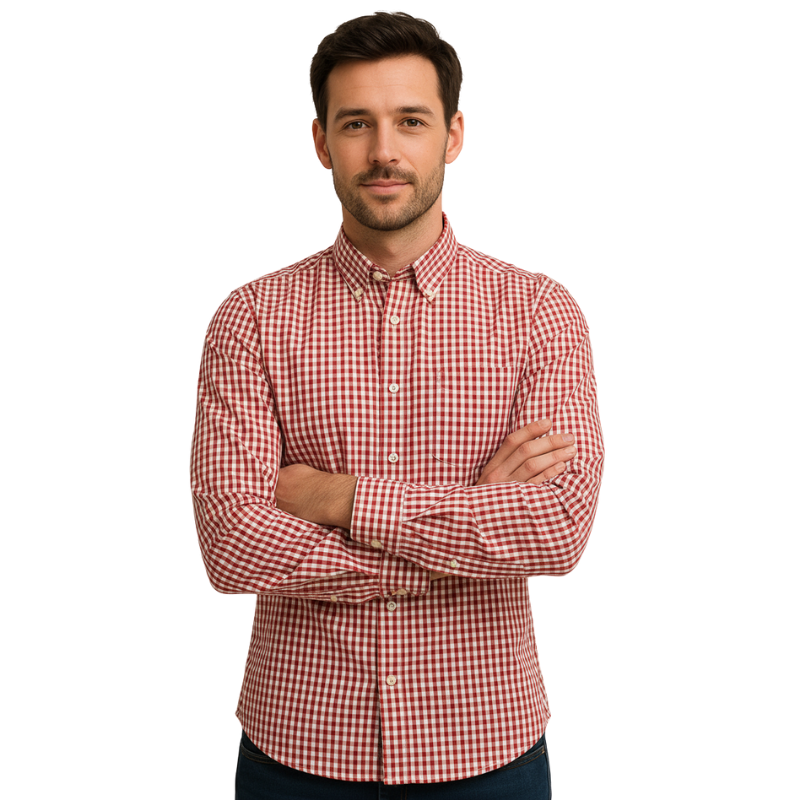 Bequemes und atmungsaktives Herren Karohemd, ideal für lange Tage im Büro oder in der Freizeit.
