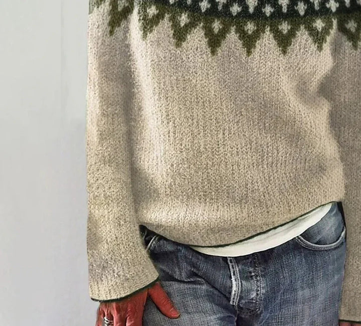 Khaki Feinstrick-Pullover für Damen mit klassischem Rundhalsausschnitt. Ideal als Langarm Freizeit-Oberteil.