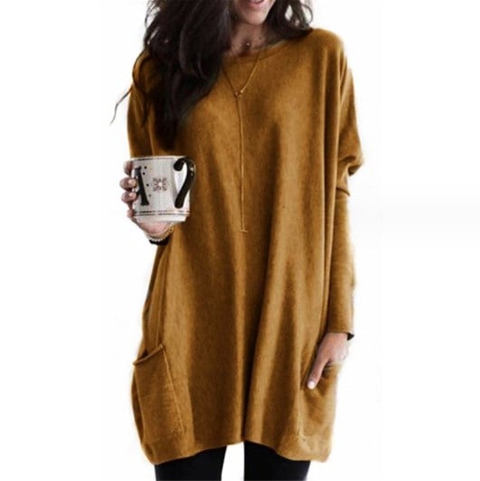 Eleganter, langer Damenpullover in Schwarz, ideal für stilvolle Frauenmode.
