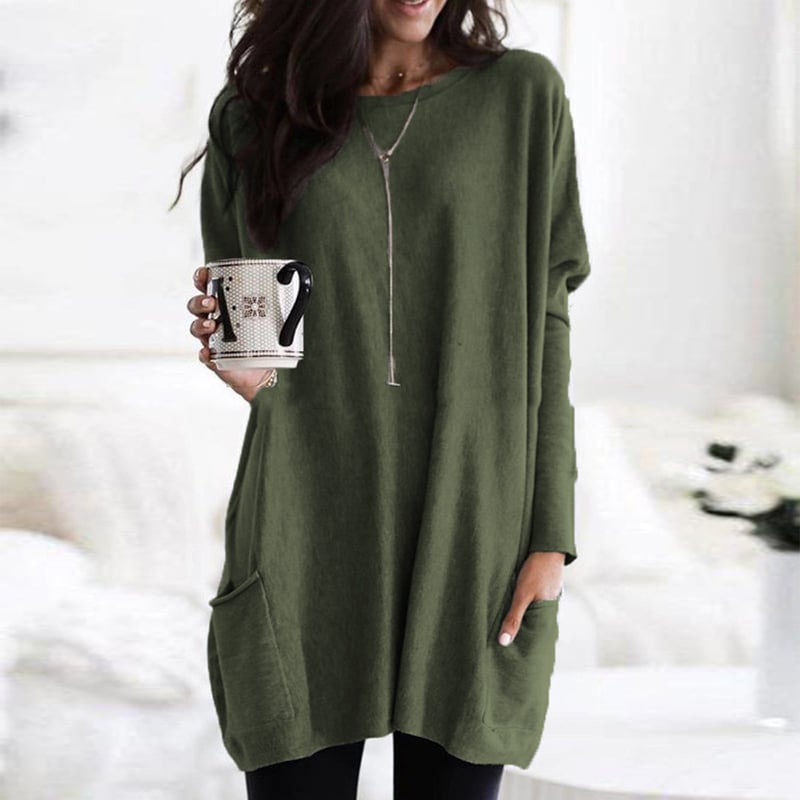 Langer, eleganter Damenpullover für stilvollen Komfort im Herbst/Winter.
