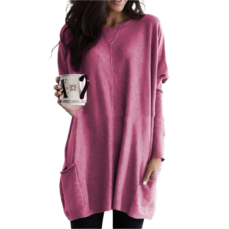Damen Oberteil: Bequemer, langer Winterpullover, perfekt für den Alltagslook.