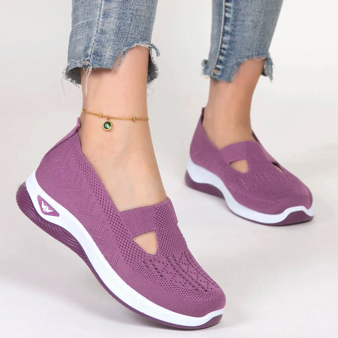 Orthopädische Damenschuhe mit integrierter Fußgewölbestütze für Komfort, Dämpfung und gesunde Füße.