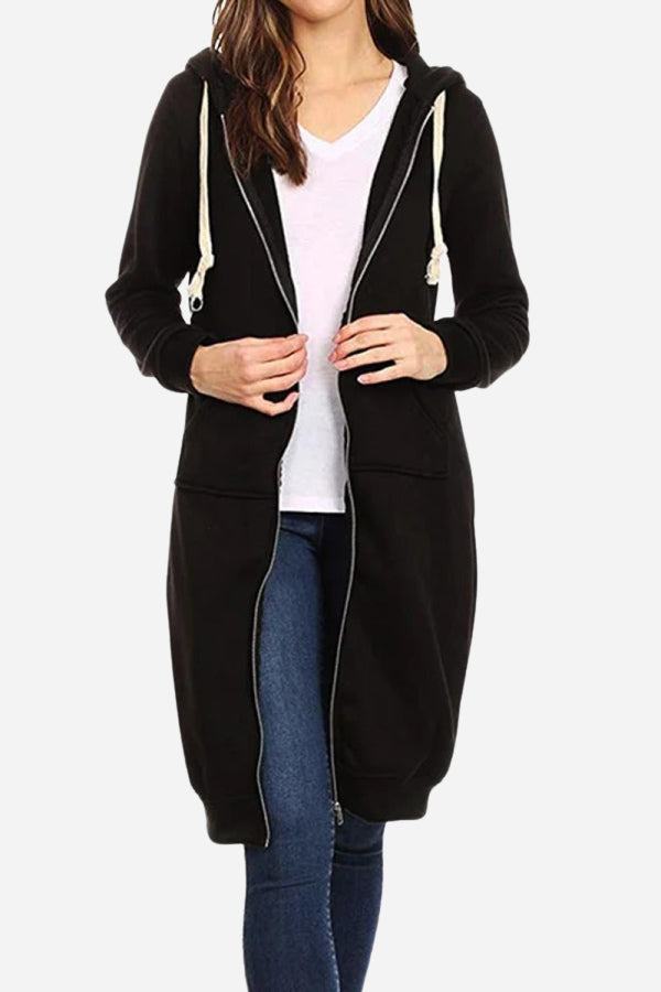 Gemütlicher Damen Hoodie mit Reißverschluss für den Alltag, Langarm und bequem geschnitten.