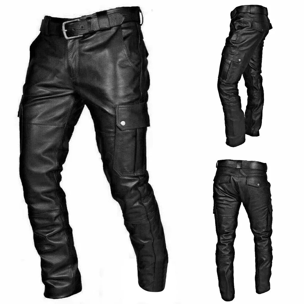 Mann trägt stylische RoadVance Herren Bikerhose in Schwarz, Slim Fit, ideal für moderne Streetwear-Outfits.