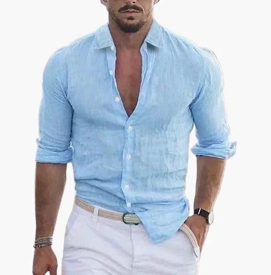 Weißes atmungsaktives Herren Sommerhemd, elegant & bequem für warme Tage, Urlaub & Freizeitlook.