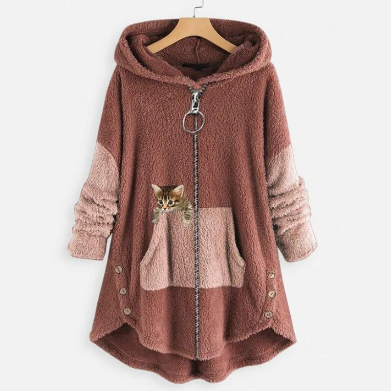 Stylischer Damen Langarm-Hoodie, locker & bequem. Ultra-weicher Teddy-Hoodie, ideal für casual Wintermode.