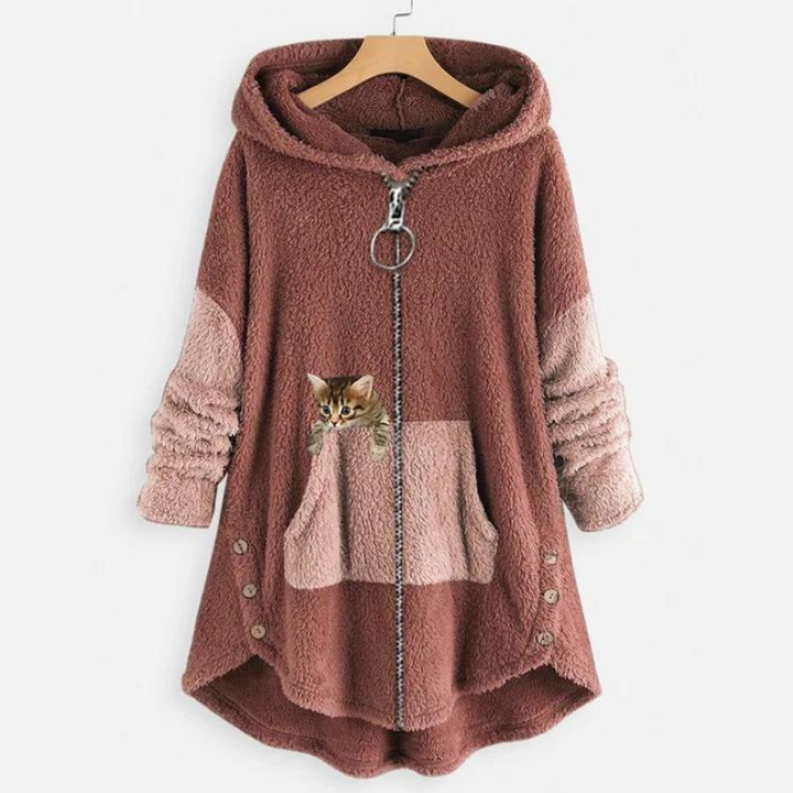 Stylischer Damen Langarm-Hoodie, locker & bequem. Ultra-weicher Teddy-Hoodie, ideal für casual Wintermode.