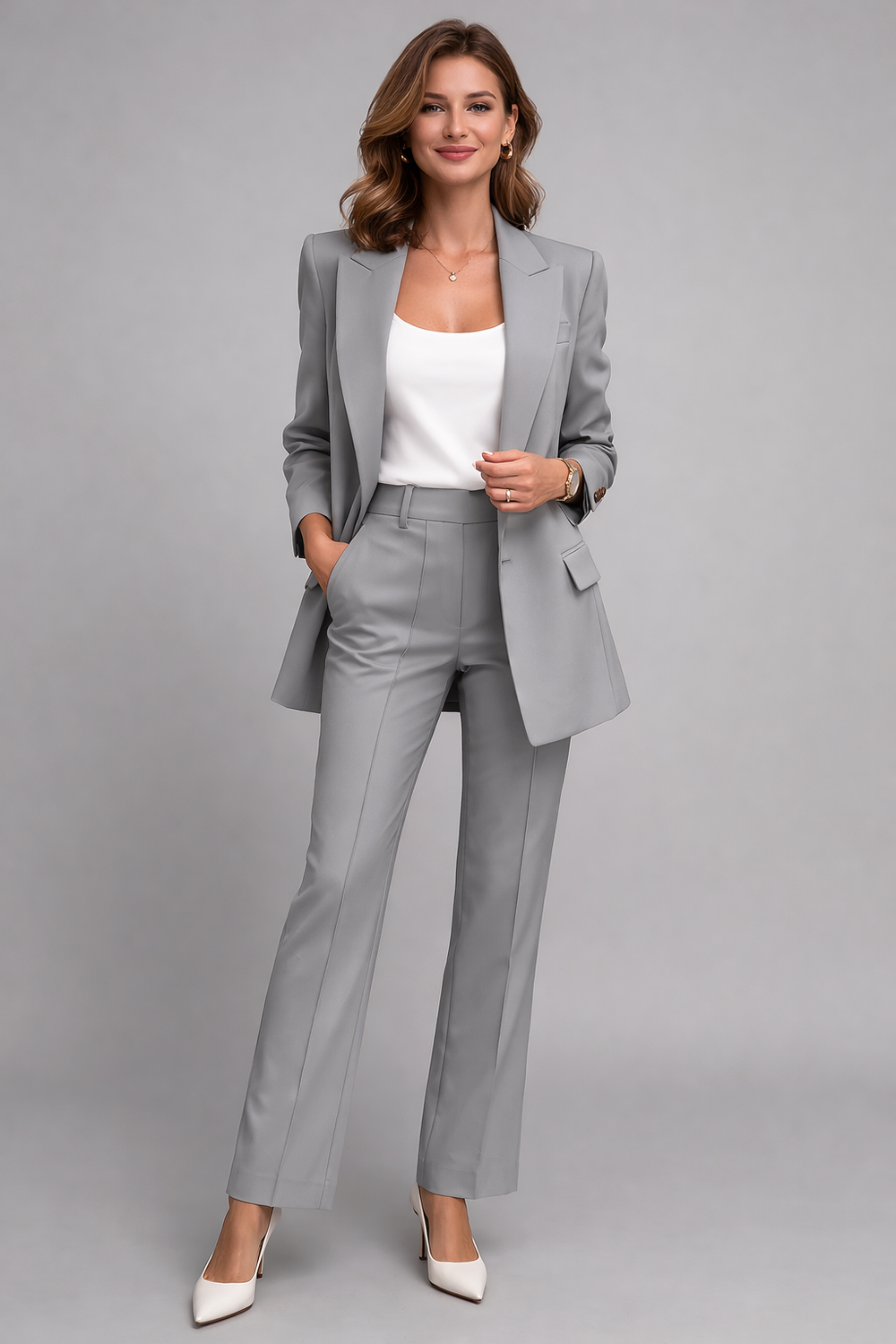 Stilvoller Damen Blazer-Set für Büromode. Moderner Schnitt, ideal für einen professionellen Business-Look.