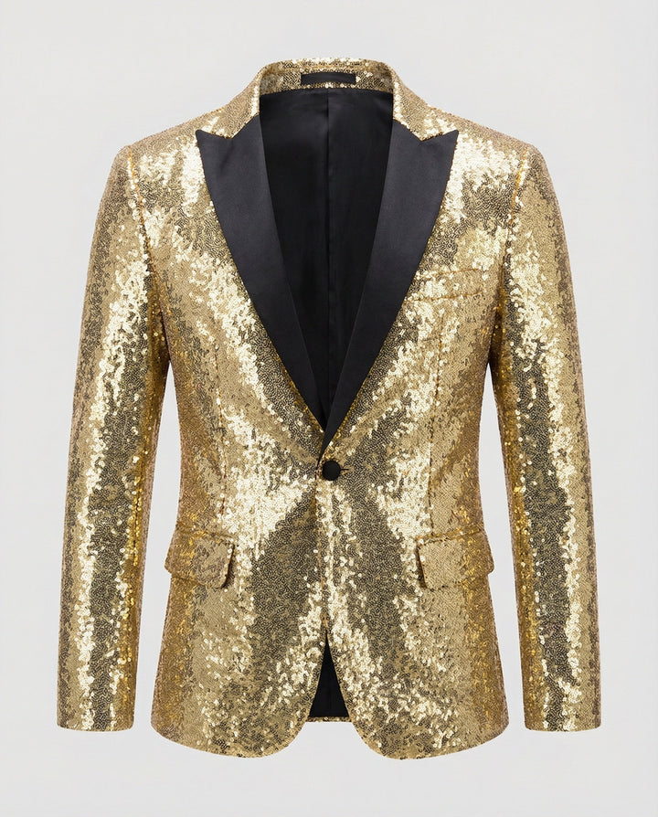 Eleganter roter Pailletten Blazer für Herren. Ein festlicher Glitzer Blazer für besondere Anlässe & Partynächte.
