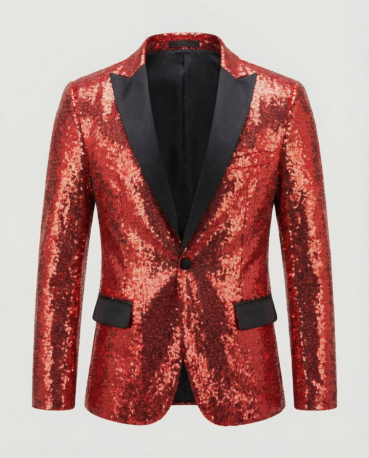 Herren Pailletten Blazer. Festlicher schwarzer Glitzer Blazer, ideal für Bühnenoutfit, Abendveranstaltungen & Party.