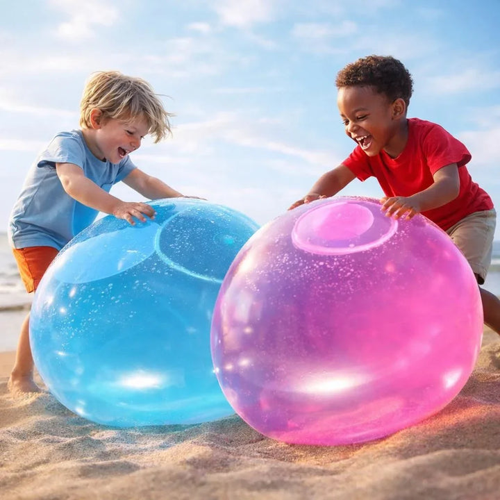 Riesenhafter, aufblasbarer Spielball in Hellblau, Grün & Rosa für Kinder. Perfekt für Gartenspaß & Outdoor-Spiele.