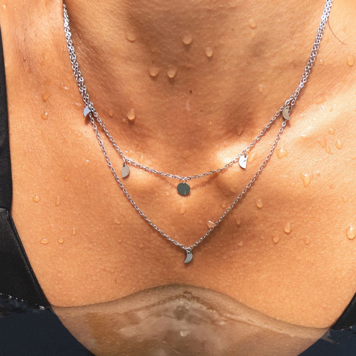 Elegante Geschenk-Halskette für Damen. Mehrreihiger Layering Schmuck aus Edelstahl, gold oder silber.