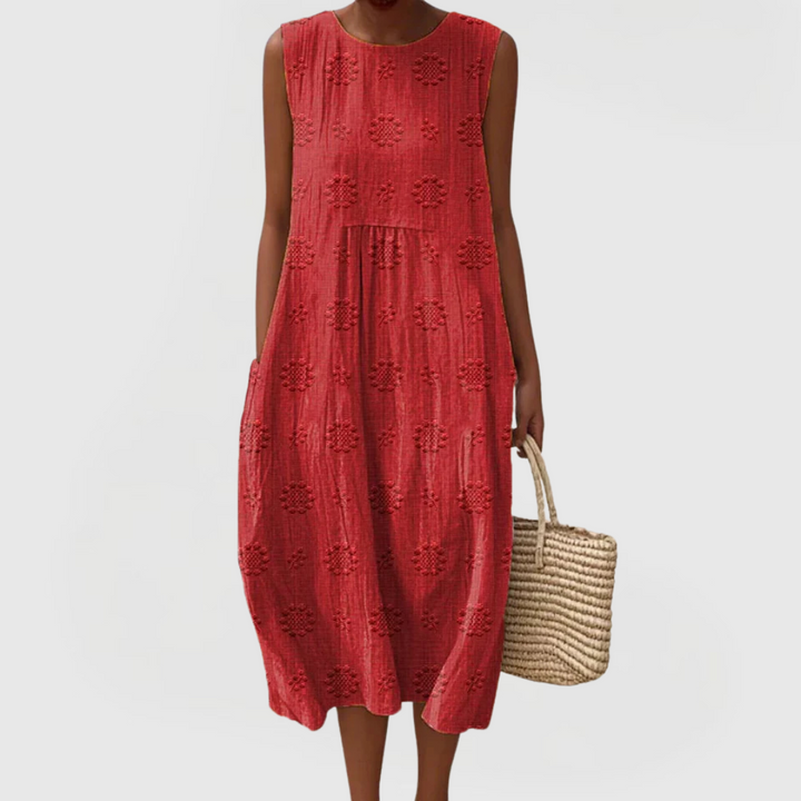 Luftiges Damen Sommerkleid, ärmellos, in Relaxed Fit, perfekt für warme Tage und entspannte Sommerlooks.