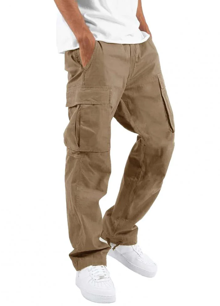 Strapazierfähige Herren Outdoor-Cargohose in Grau mit Multitaschen, ideal für Arbeit & Abenteuer.