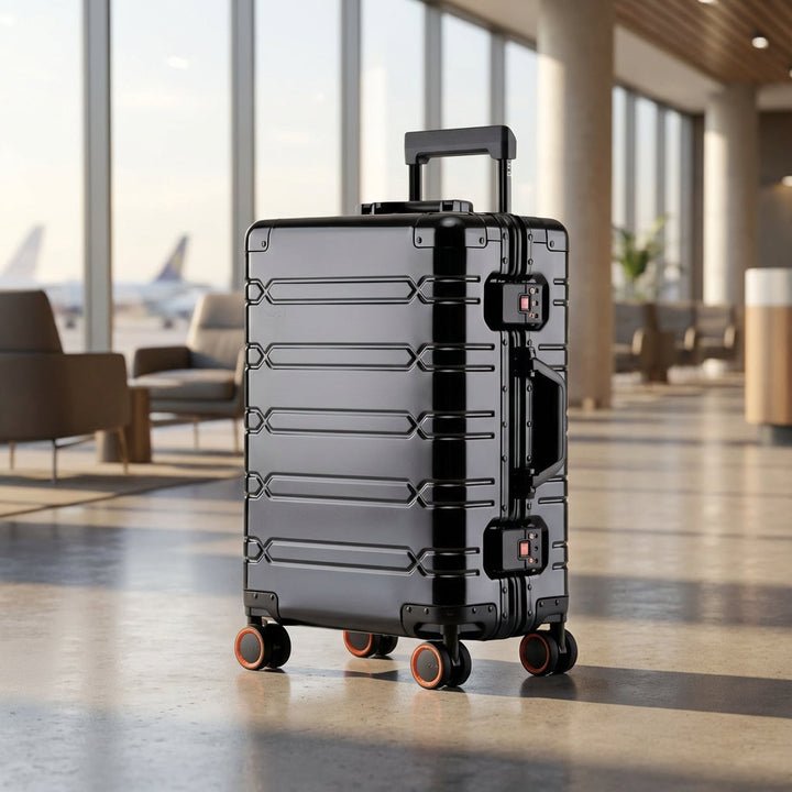 Robuster 360°-Spinner-Reisekoffer von GlidePro. Ideales Handgepäck mit Leichtlaufrollen für müheloses Reisen.