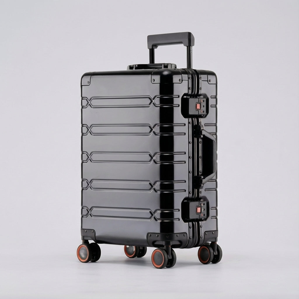 Effizienter 360°-Spinner-Reisekoffer von GlidePro. Robustes Handgepäck mit TSA-Schloss & Leichtlaufrollen für Urlaub.