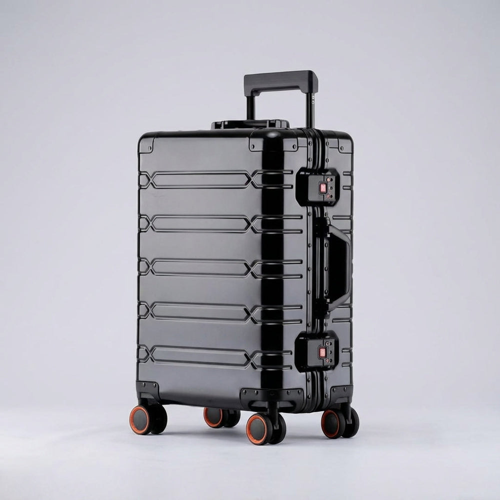 Aluminiumkoffer mit 360°-Spinner-Rollen & TSA-Schloss. Perfekt als Hand- oder Aufgabegepäck für Business & Urlaub.