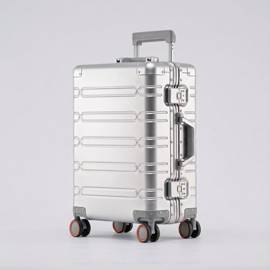 Moderner 360°-Spinner-Reisekoffer für müheloses Reisen. Robustes Gepäckstück mit leichtgängigen 360-Grad-Rollen.