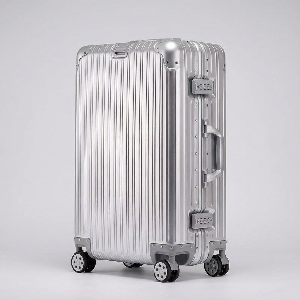 Hochwertiger Aluminium-Magnesium-Koffer. Strapazierfähiges Hartschalen-Handgepäck mit TSA-Schloss.