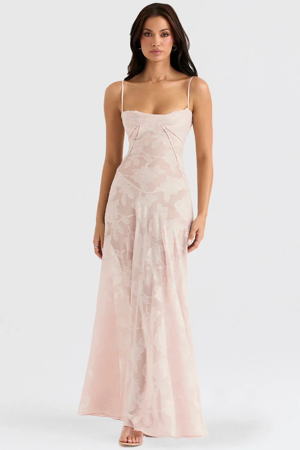 Vintage-Spitzenkleid für Damen, romantisches Blumenmuster, elegant als Sommerkleid oder festliches Outfit.