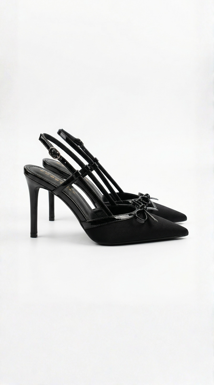 Elegante Damen Pumps, spitz zulaufend, mit zierlicher Schleife. Ideal für festliche Anlässe & Hochzeiten.