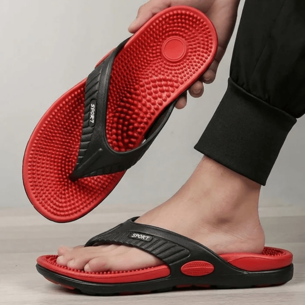 Weiche, leichte Herren Slides mit breitem Riemen für hohen Tragekomfort im Sommer.