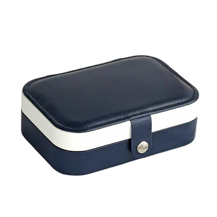 Reise-Schmuckbox aus Leder, doppellagig, ideal für sichere Aufbewahrung von Ringen, Ketten, Ohrringen.