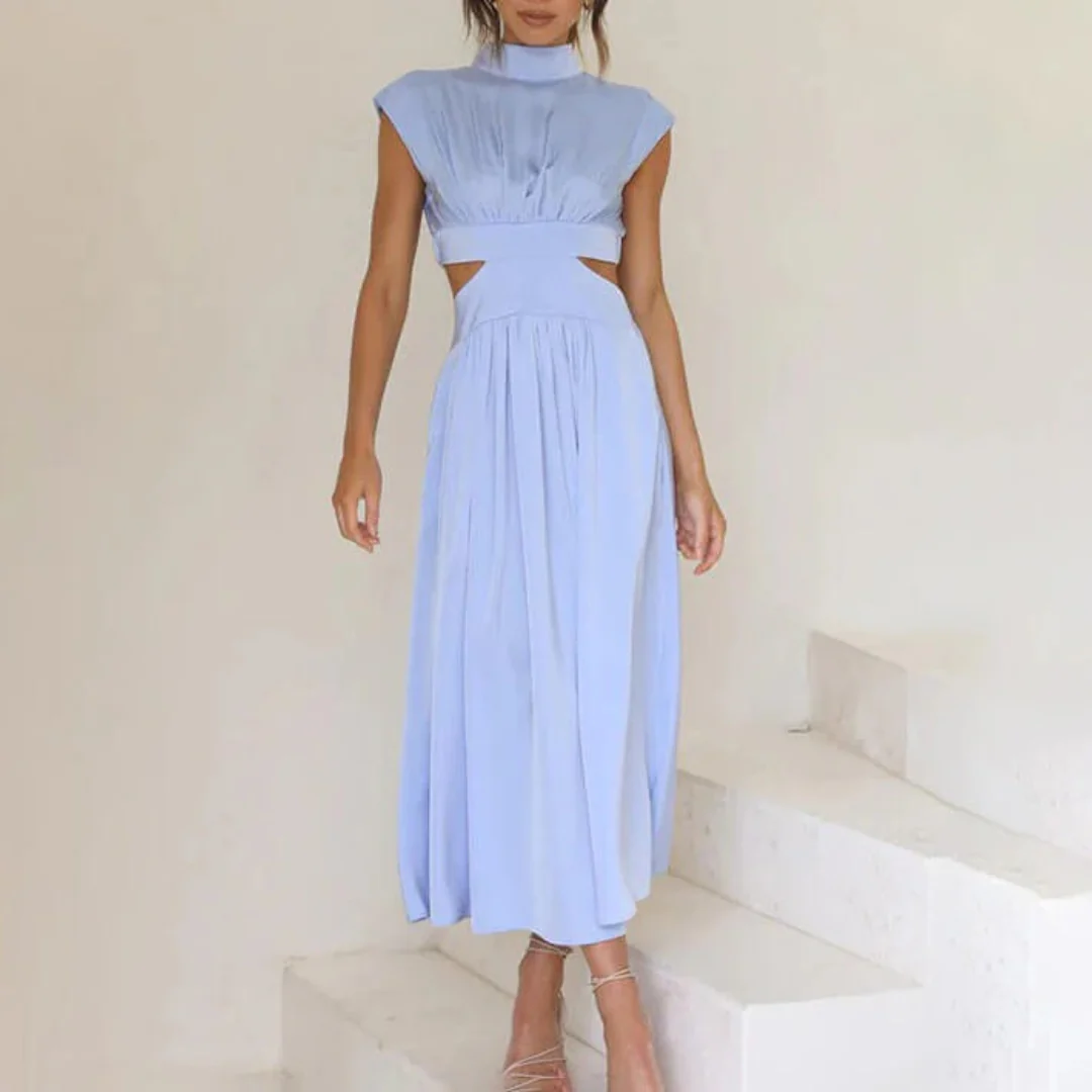 Vielseitiges Damen-Maxikleid in Grün, Schwarz, Rosa; elegant mit Cut-out für Feste und Events.