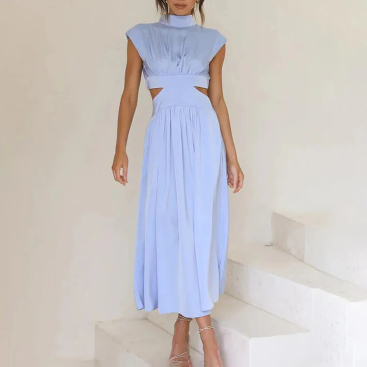 Vielseitiges Damen-Maxikleid in Grün, Schwarz, Rosa; elegant mit Cut-out für Feste und Events.