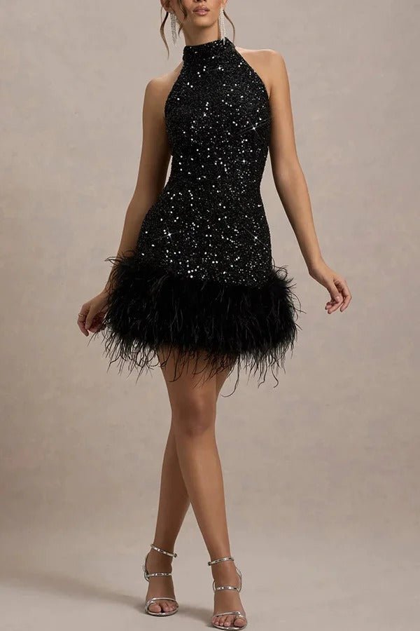 Festliches Paillettenkleid für Damen. Glamouröses Abendkleid mit Neckholder. Für unvergessliche Auftritte.