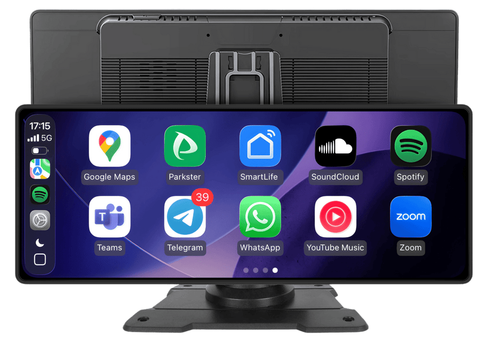 Hochauflösendes Kfz-Display mit integrierter Dashcam. Kabelloses CarPlay & Android Auto für sichere Fahrt.