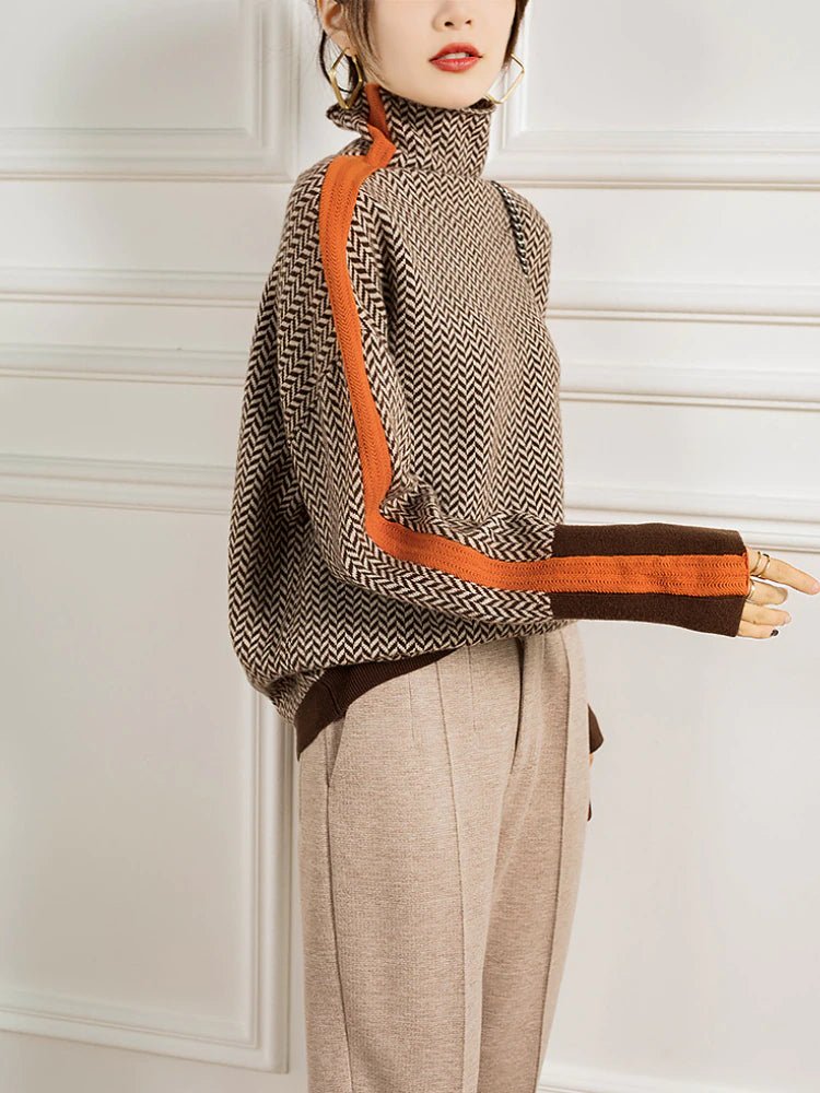 Eleganter, warmer Damen Strickpullover in leuchtendem Orange. Perfekt für Herbst & Winter. Bequem & stilvoll.