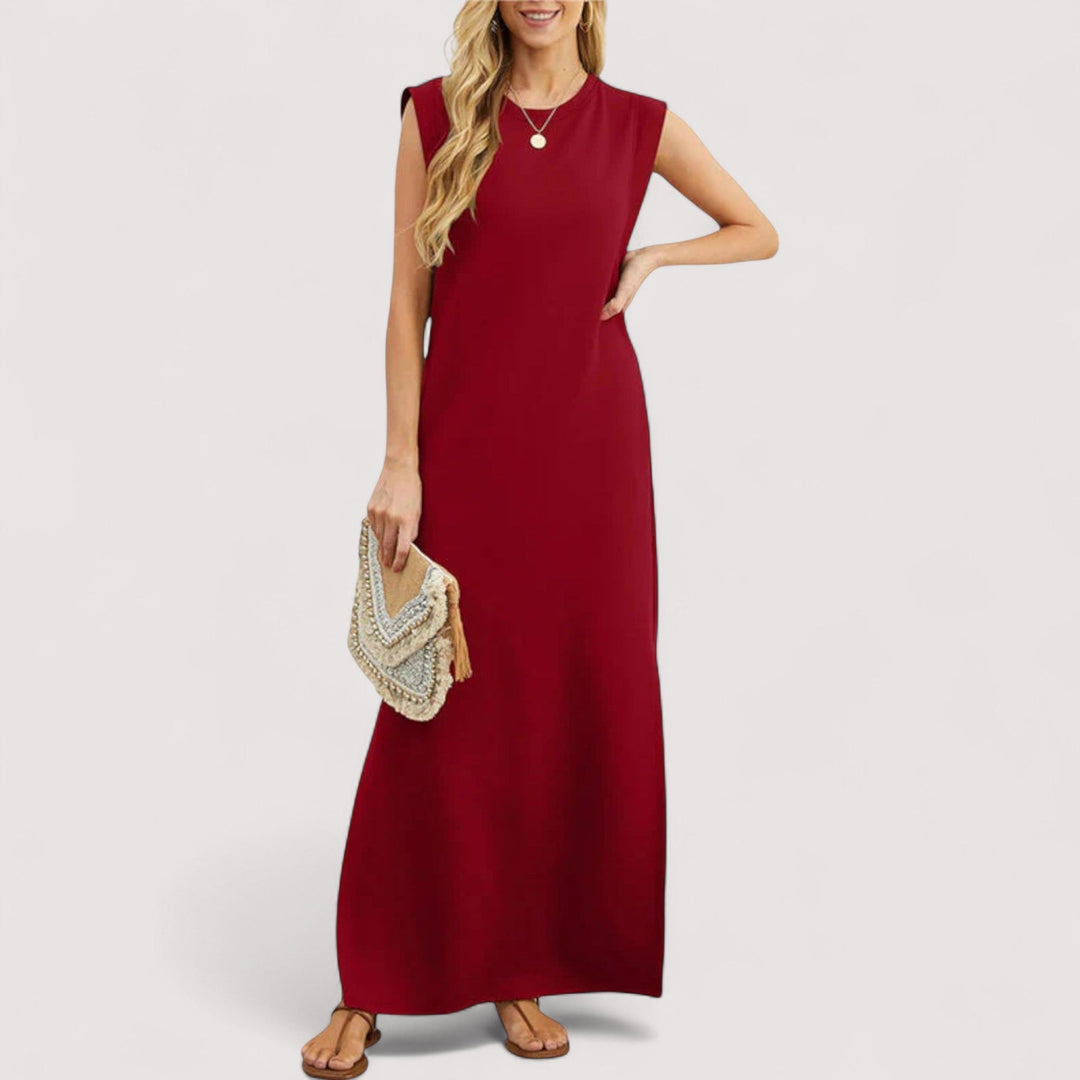 Fließendes Damen Maxikleid A-Linie, ärmellos, leicht. Perfektes Sommerkleid für Urlaub und bequeme Freizeit.