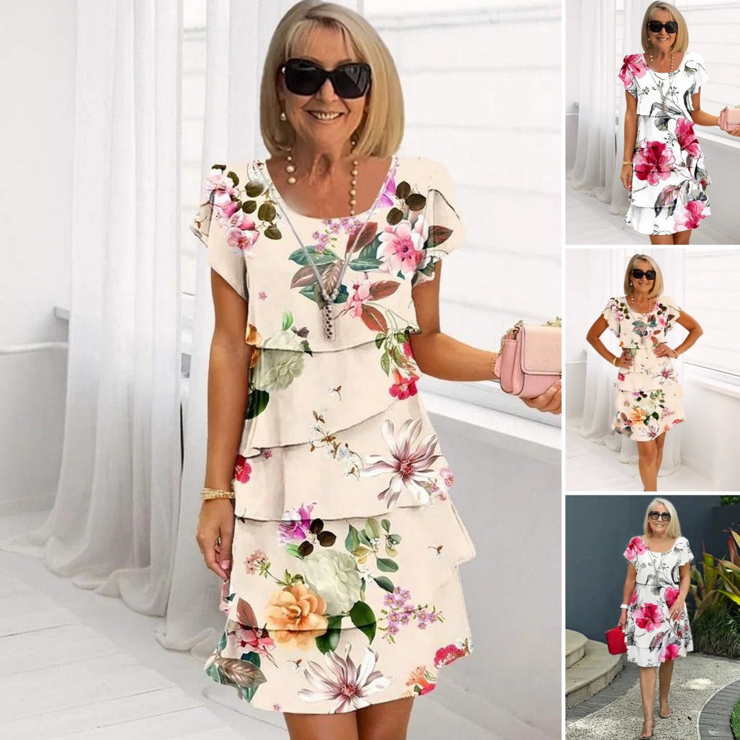Elegantes Damen Rüschen-Sommerkleid, geblümt und luftig, ideal für Freizeit & Party.