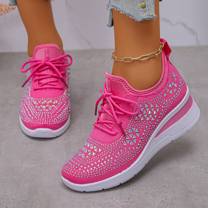 Orthopädischer Damenschuh mit Strass für bequemen Halt, modisches Design & Fußgewölbestütze.