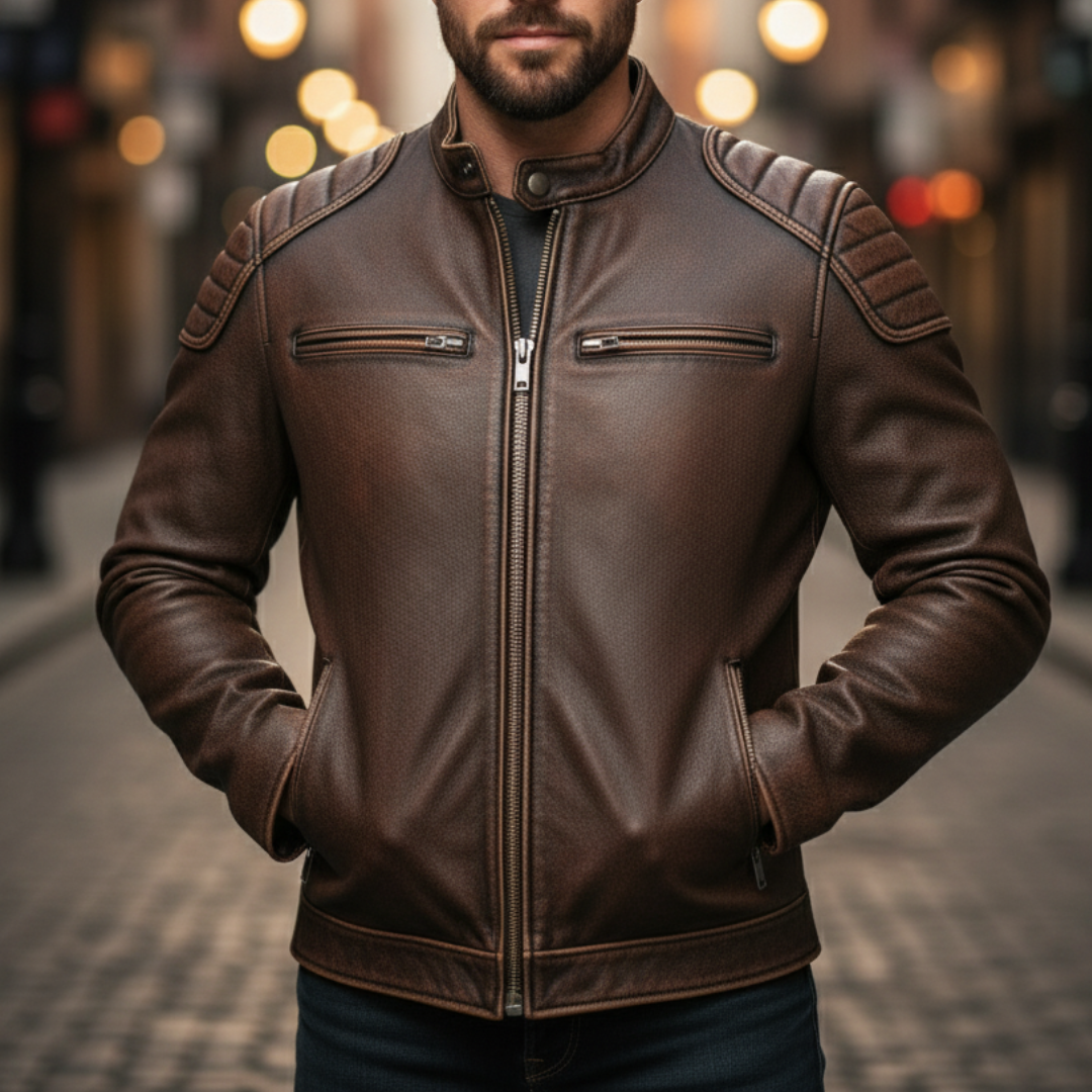 Stilvolle Herren Vintage-Jacke für den modernen Mann, robust und vielseitig, mit Reißverschlusstaschen.