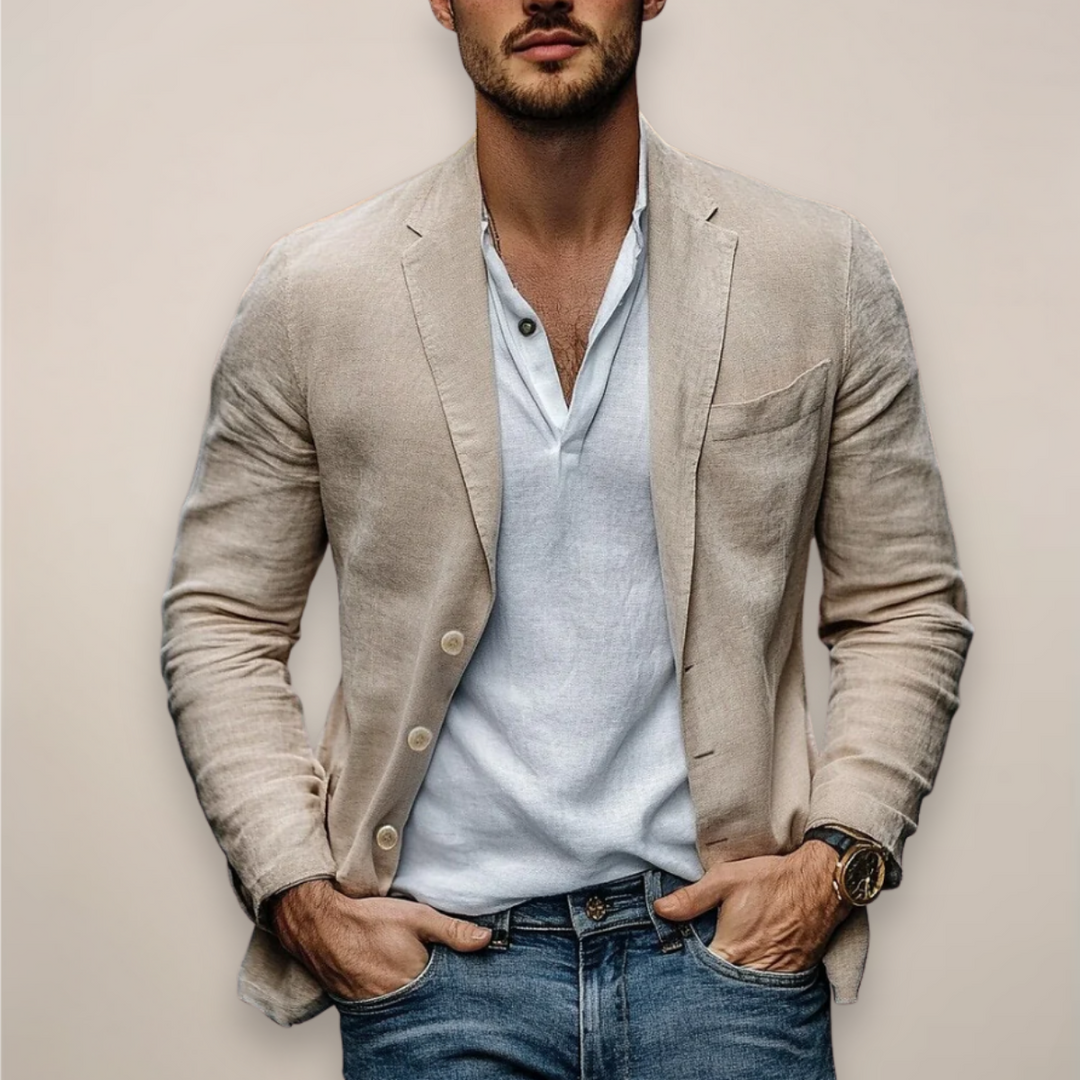 Stilvoller Herren Blazer für Frühling & Sommer, einreihig, ideal für Business Casual und Freizeit.